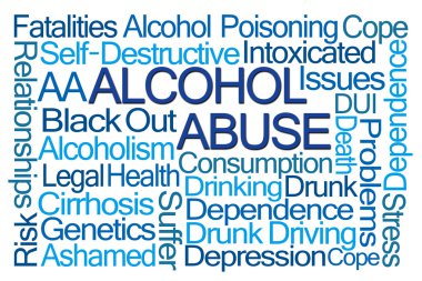 Alkol kötüye kullanımı kelime bulutu
