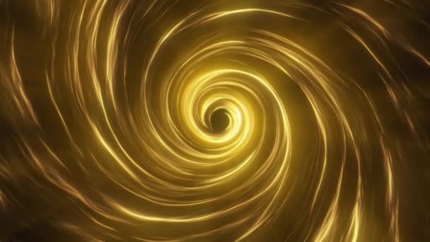 Сяючий Золотий Світло Промені Абстрактний Кручений Тунельний Петельний Фон — стокове відео
