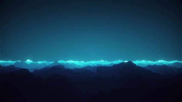 無限の夜空水平線が風景の上を飛ぶ背景ループ — ストック動画