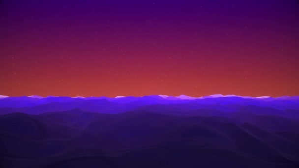 夜空の下でのアニメーション波景背景ループ — ストック動画