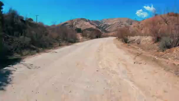 Front Perspective View Driving Rural Dirt Road Private Ranch — Stock Video