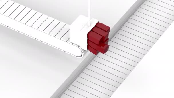 Close Cinta Transportadora Moderna Cortadora Fábrica Blanca Que Produce Lazo — Vídeo de stock