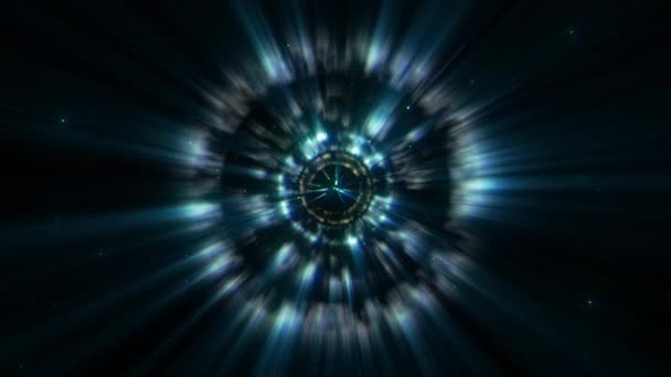 Abstract Blauw Licht Straal Ringvorming Looping Achtergrond — Stockvideo