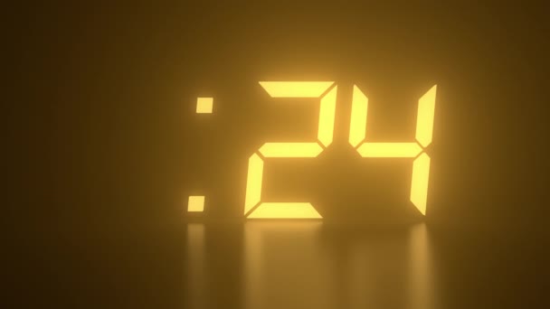 Retro Orange Glowing Digital Second Countdown Timer Display — Stock video