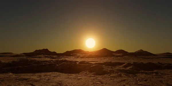 Paisagem Deserto Ângulo Largo Renderização Com Sol Brilhante — Fotografia de Stock