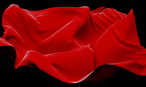 Abstracto Renderizado Ilustración Tela Seda Roja Textil Con Ruta Recorte — Foto de Stock