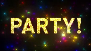 Döngü parti! Seçim çerçevesi üzerinde parıldayan çok renkli yıldız arka plan