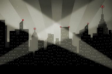 Akşam şehir manzarası Silhouettes