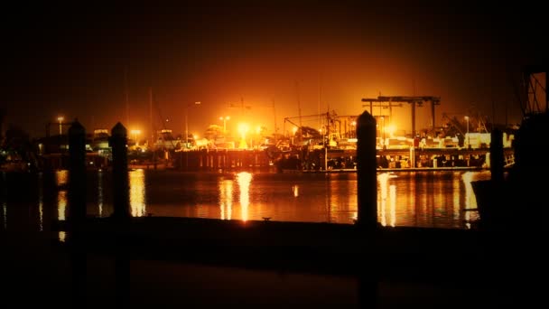 Porto di pesca di notte — Video Stock