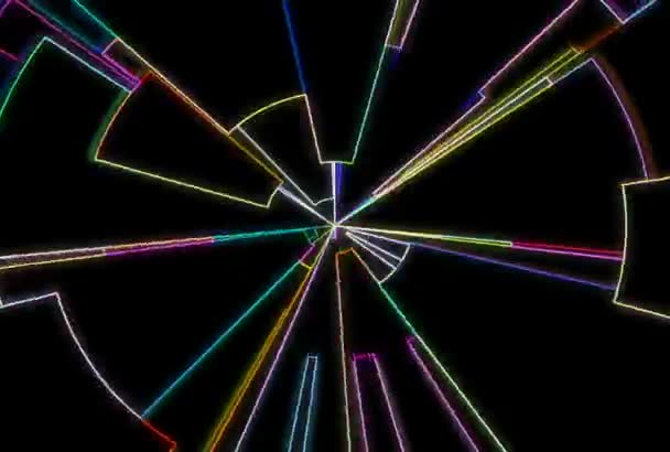 Neon renkli geometrik şekiller — Stok video