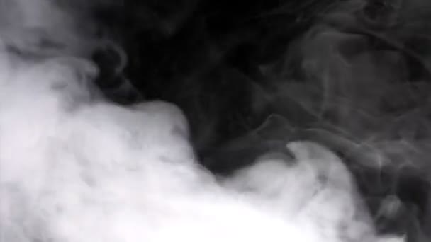 Bílý kouř se vznáší nad černým pozadím — Stock video