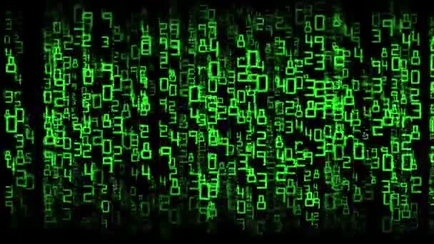 Green Matrix Numbers Grid — Stock Video