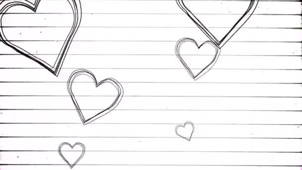 Latający szkic serca — Wideo stockowe