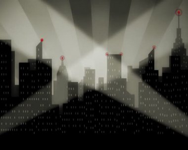 Akşam şehir manzarası Silhouettes