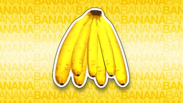 Bananas 3D girando no texto — Vídeo de Stock