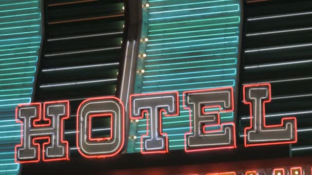 Vintage Neon Hotel Sign — Stockvideo