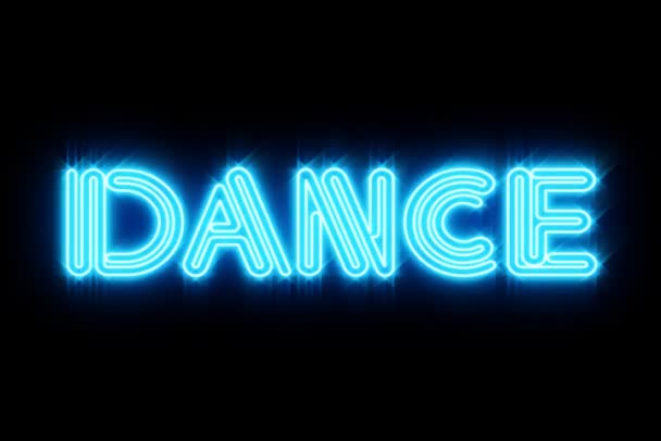 Brilhante neon sinal dança — Vídeo de Stock
