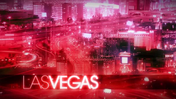 Las Vegas à noite com título — Vídeo de Stock