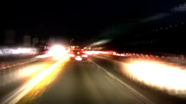 Condução à noite na auto-estrada — Vídeo de Stock