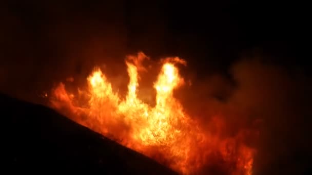 Wütendes Feuer am Hang — Stockvideo