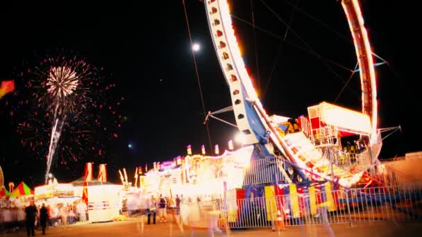 Time Lapse of Fair Midway At Night — ストック動画