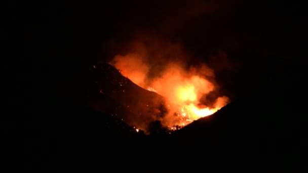 Бушує вогонь на схилі Південної Каліфорнії — стокове відео