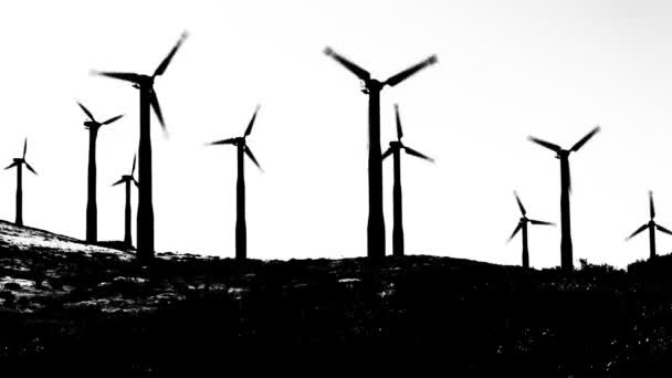 Hoog Contrast windturbines — Stockvideo