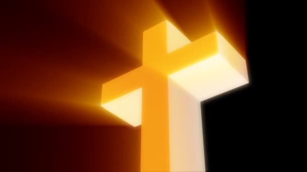 Gold Cross with Glow Rays — Stock Video