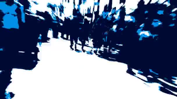 Blue High Contrast Time Lapse Thru Crowd — Stockvideo