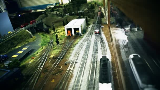 Conjunto de trem em miniatura — Vídeo de Stock