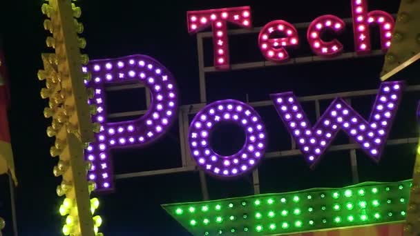 Carnival Ride sign at Night — Stock video