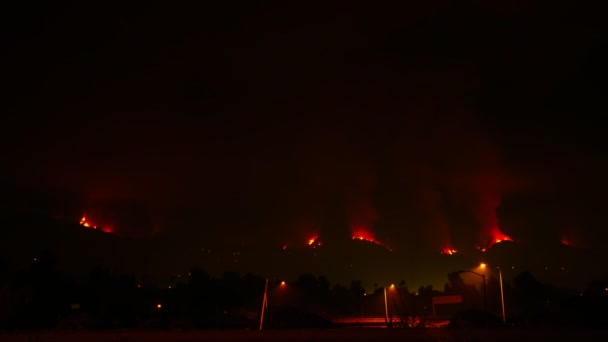 Большой пожар ночью — стоковое видео