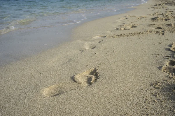 Fine sandy beach with footprints of people on its surface — Stock Photo, Image