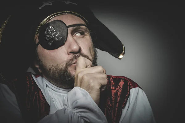 Pirate with eye patch thinking — Stock Photo, Image