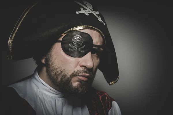 Pirate with eye patch posing — Stock Photo, Image