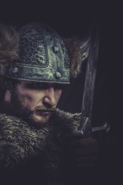 Viking savaşçısı büyük bir kılıç ile