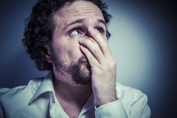 Young man with sad face expression — Stock Photo, Image