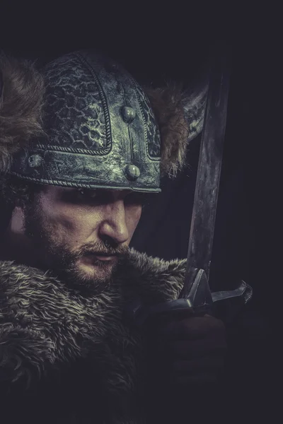 Viking warrior with a huge sword — Stock Photo, Image