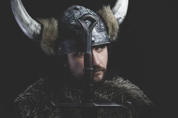 Viking warrior with a huge sword — Stock Photo, Image