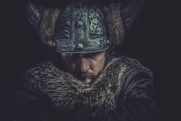 Viking warrior in helmet — Stock Photo, Image