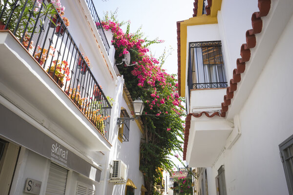 Architecture. street with white buildings in Marbella, Andalucia, Spain