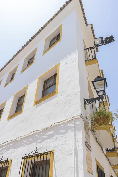 Traditionele Andalusische straten met bloemen en witte huizen in — Stockfoto