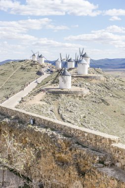 Ortaçağ Kalesi şehrin Consuegra Toledo, İspanya
