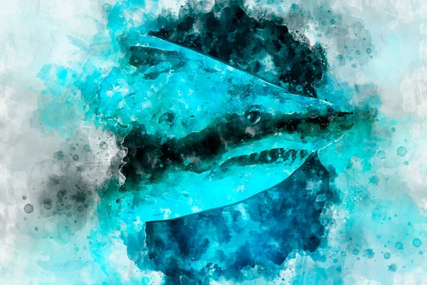 Μεγάλος Καρχαρίας Υποβρύχια Φωτογραφία Στο Βαθύ Μπλε Νερό — Φωτογραφία Αρχείου