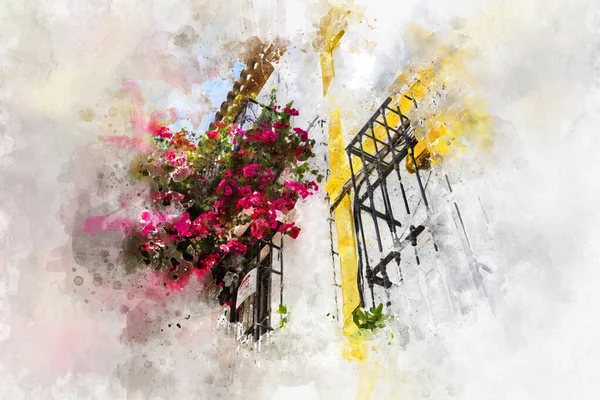 Gator Marbella Spanien Med Blommor Och Växter Fasaden — Stockfoto