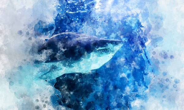 Gevaarlijke Enorme Haai Die Onder Zee Zwemt — Stockfoto