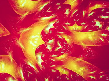 Fraktallı tasarım sergisi, yaratıcı bitki yaprakları, dalgalar ve sinsi şekiller, reklam ve dizaynlar için dekoratif görüntü.