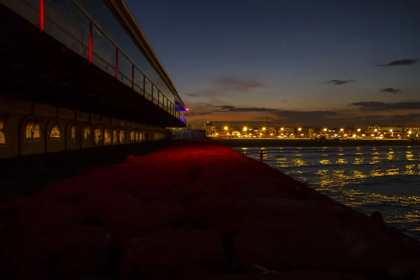 Valencia Strand bei Nacht — Stockfoto