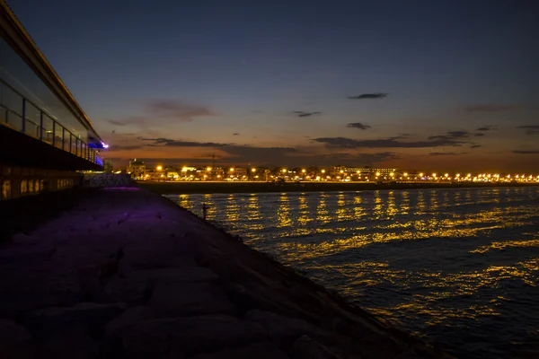 Spiaggia di Valencia di notte — Foto Stock