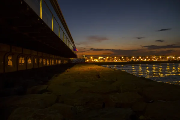 Spiaggia di Valencia di notte — Foto Stock